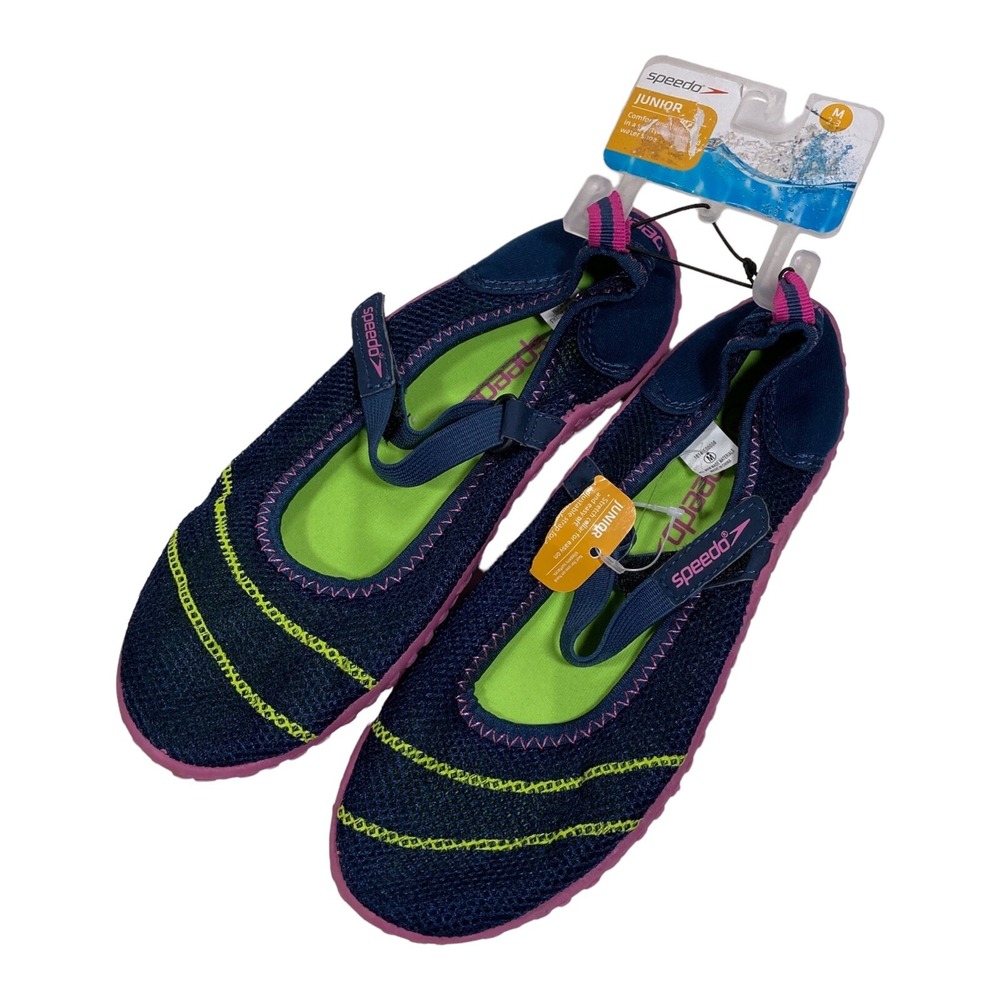 Speedo Junior WATER SHOES Swim Socks MEDIUM 2-3 Teen Youth Navy‎ Pink Green 9"L